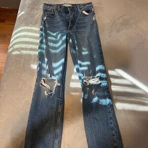90s relaxed Abercrombie & Fitch Distressed Straight Leg Jeans - Blue